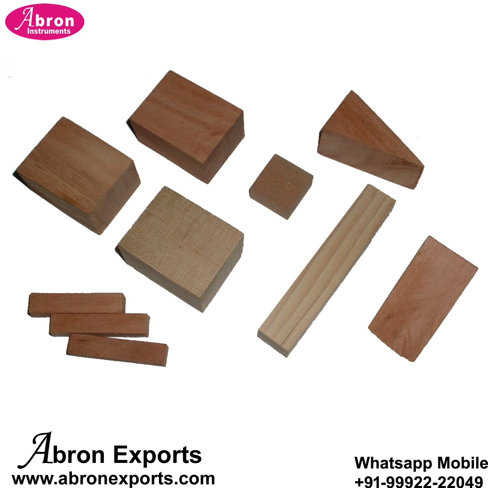 Physics Wooden Blocks 3x2x1 Inch Wedge Conical Strips Pack of 10 pc Abron AP-968K